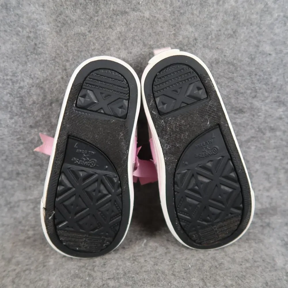 Converse Shoes Infant 7 Sneakers Pink Bow Hook N Loop Strap Baby Girl Casual